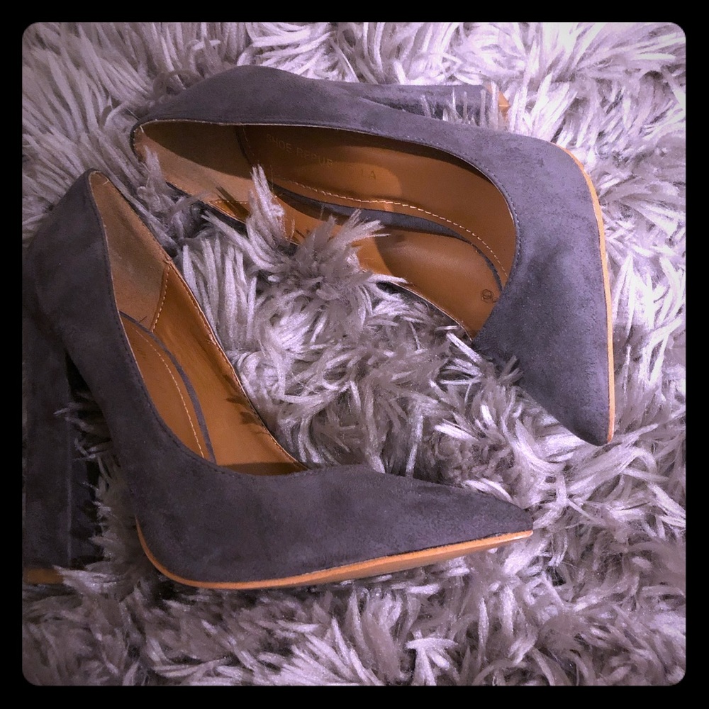 Gray Suede Court Heels